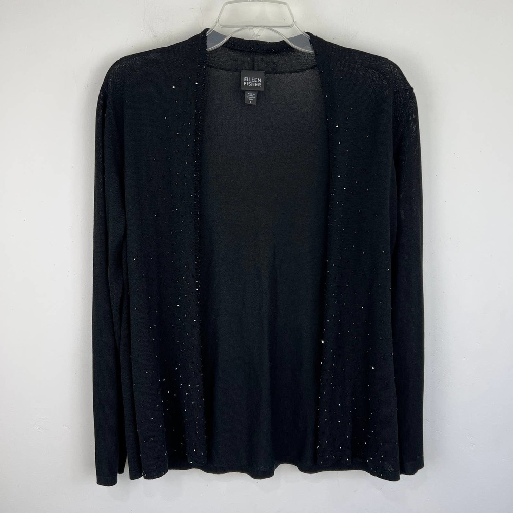 Eileen Fisher Beaded Viscose Cotton Open Cardigan Womens Size: S